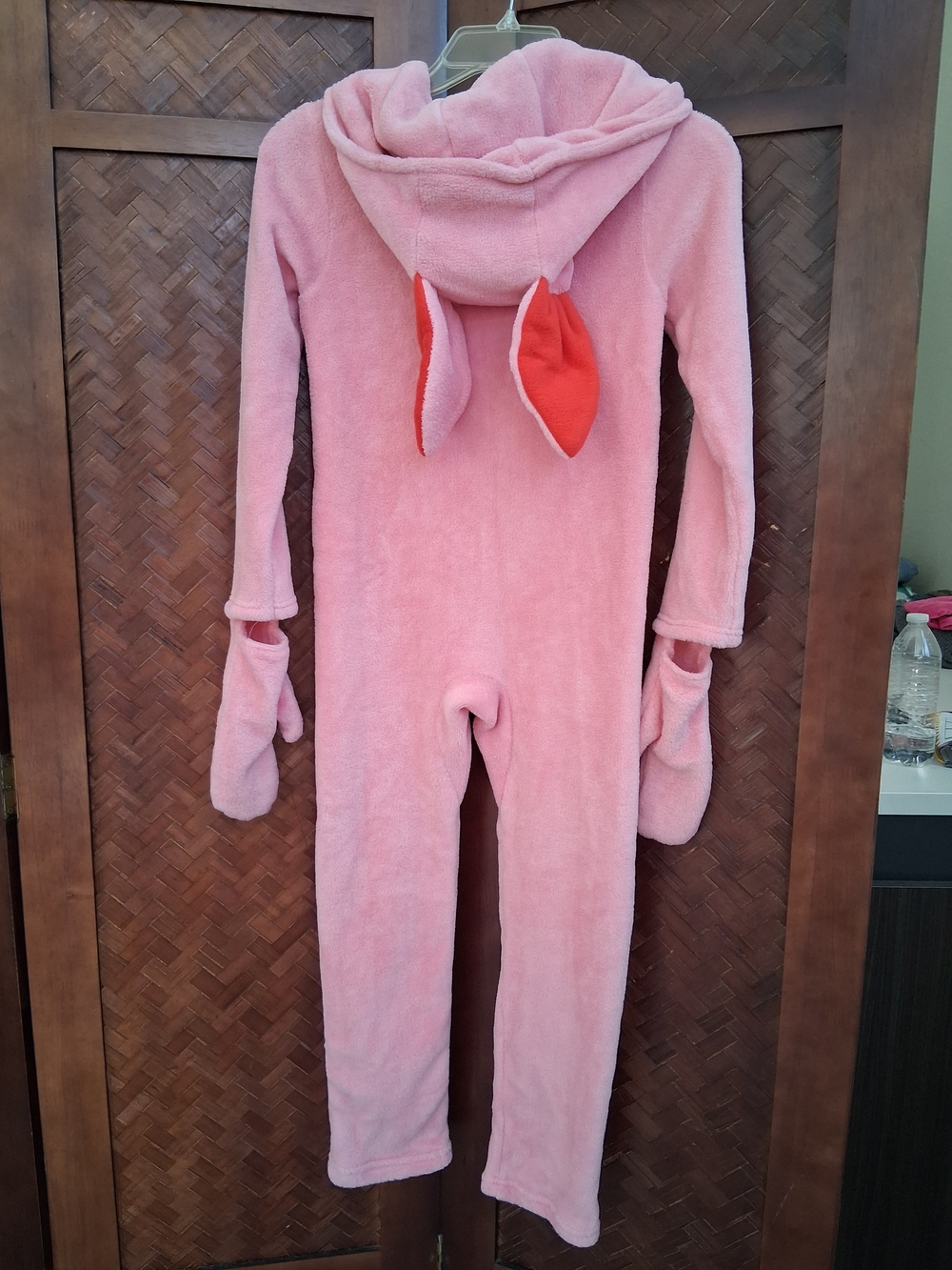 Ugly Christmas Sweater Pink Plush Kids Hooded One-Piece with Ear Accents